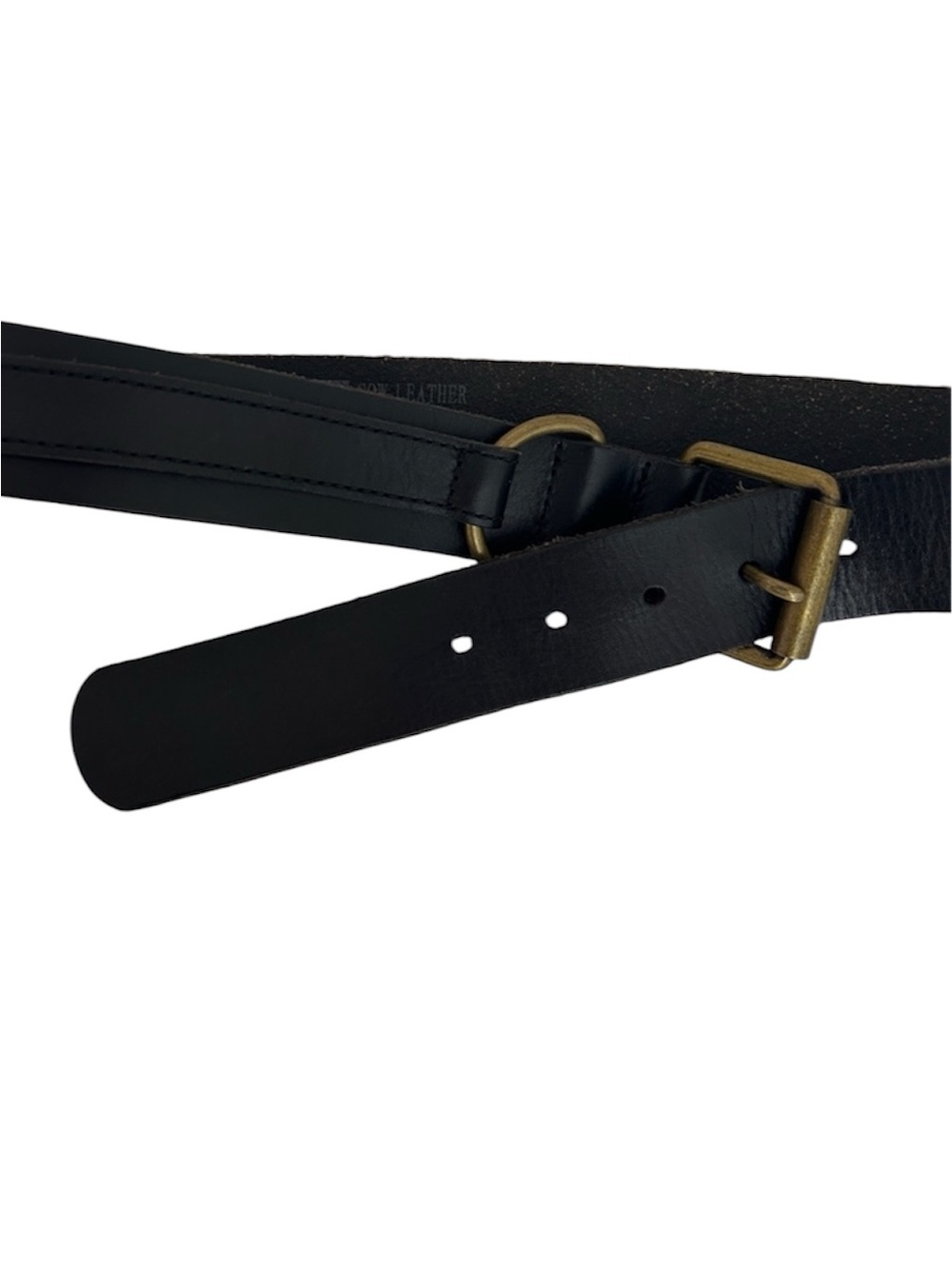 GAP Black Leather Belt with Brass-toned Buckle S